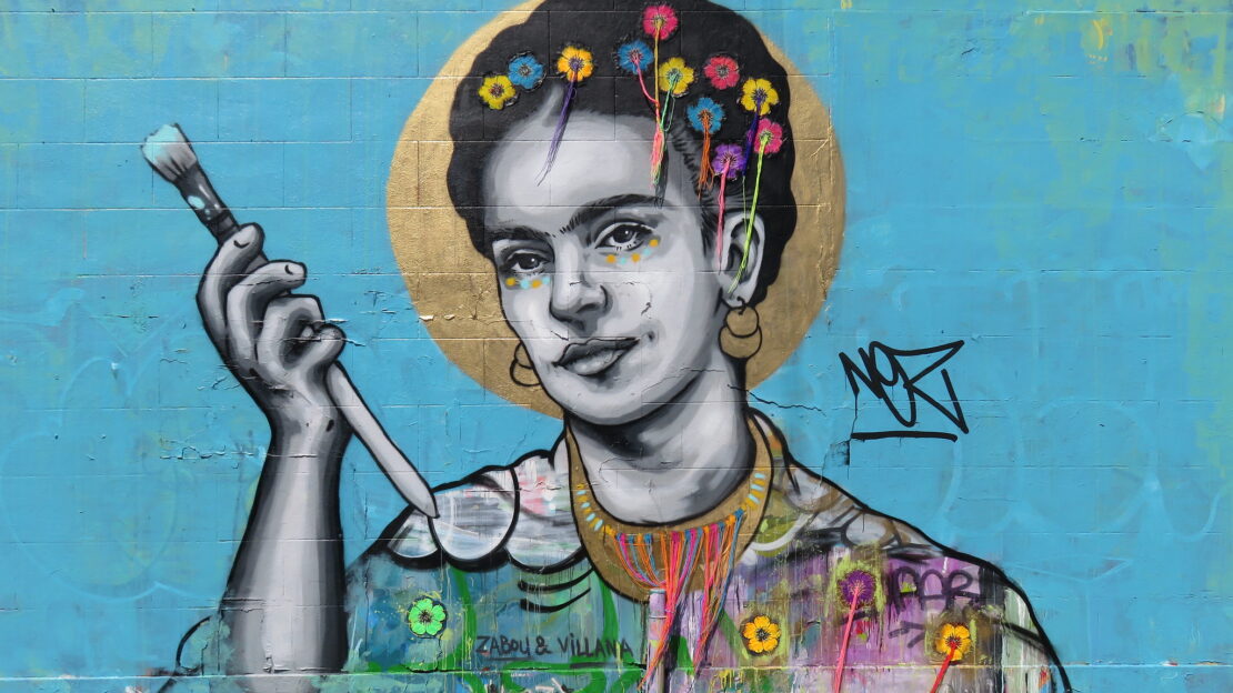 Frida Kahlo by Zabou and Victoria Villasana, graffiti, East London, Royaume-Uni (Gagibbens / Flickr)